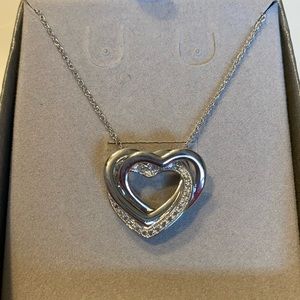 Zales Interlocking Hearts Sterling Silver Necklace